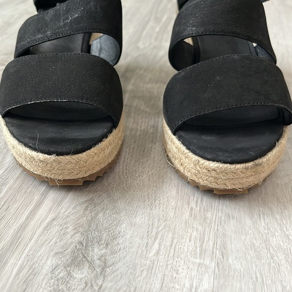 Eileen Fisher Wali Espadrille Wedge Sandals Leather Nubuck Black NEW Womens 8 - Picture 7 of 13